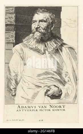 Porträt von Adam van Noort; Iconographie. Porträt von Adam van Noort mit Bildunterschrift von Adamvs van Noort Antverpiae Picctor Iconvm Stockfoto