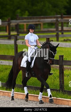 Kharkiv, Ukraine - 4. Juni 2021: Der Reitsport FEI Dressage World Cup Kharkiv 2021 Stockfoto