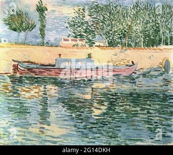 Vincent Van Gogh - Ufer der seine mit Booten 1887 Stockfoto