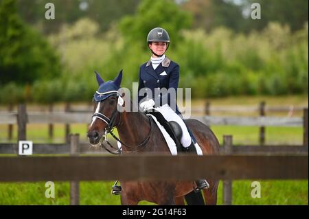 Kharkiv, Ukraine - 4. Juni 2021: Der Reitsport FEI Dressage World Cup Kharkiv 2021 Stockfoto