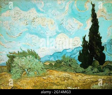 Vincent Van Gogh - Weizenfeld mit Zypressen 1889 Stockfoto