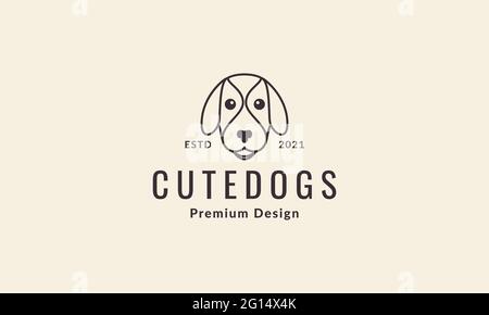 Linien Cartoon Kopf Hund niedlich Logo Symbol Vektor Symbol Illustration Grafik-Design Stock Vektor