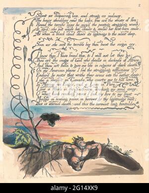 William Blake - Amerika. Eine Prophezeiung, Platte 4, Stille als verzweifelte Liebe... Stockfoto