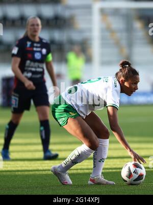 LINKÖPING 20210604Hammarbys Nr. 9 Madelen Janogy beim Freitagsspiel im Damallsvenskan zwischen Linköpings FC-Hammarby in der Linköping Arena. Foto Jeppe Gustafsson Stockfoto