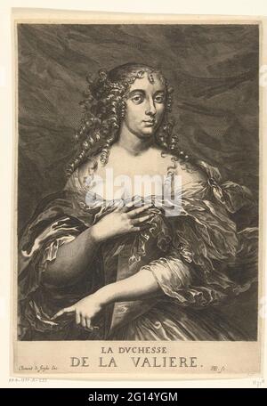 Portret van Louise Françoise de la Baume Le Blanc de la Vallière. Portret van Louise Françoise de la Balm Le Blanc de la Vallière, Herrin van Lodewijk XIV. Onder Het Portret Haar Naam in Titel. Stockfoto
