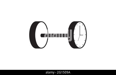 Gym Werkzeuge mit Uhr Logo Symbol Symbol Vektor Grafik Design Illustration Stock Vektor