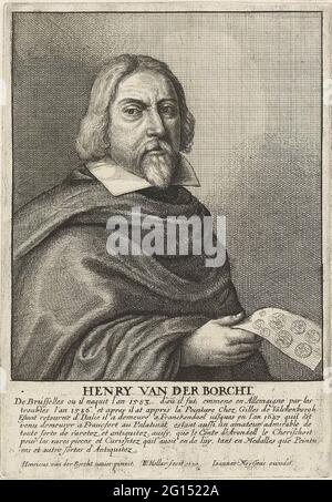 Portrait von Hendrik van der Borcht de Oude; Portraits von Künstlern; Image Divers hommes Desprit Sublime. Porträt des flämischen Künstlers Hendrik van der Borcht De Oude. Stockfoto