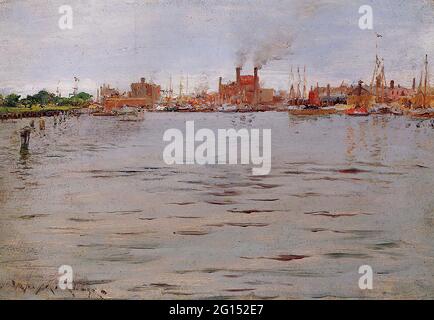 William Merritt Chase - Hafenszene Brooklyn Docks 1886 Stockfoto