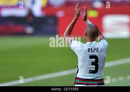 Madrid, Spanien. Juni 2021. Pepe von Portugal während des Internationalen Freundschaftsspiel zwischen Spanien und Portugal in Wanda Metropolitano am 4. Juni 2021 in Madrid, Spanien (Foto von Pablo Morano/Orange Picics) Quelle: Orange Pics BV/Alamy Live News Stockfoto