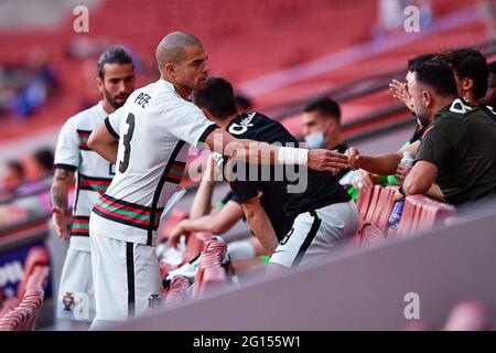 Madrid, Spanien. Juni 2021. Pepe von Portugal während des Internationalen Freundschaftsspiel zwischen Spanien und Portugal in Wanda Metropolitano am 4. Juni 2021 in Madrid, Spanien (Foto von Pablo Morano/Orange Picics) Quelle: Orange Pics BV/Alamy Live News Stockfoto