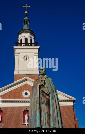 Eine Statue von Pater Pierre Gibault, Vincennes, Ind USA Stockfoto