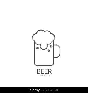 Symbol für die Bierglaslinie. Bearbeitbarer Strich Illustration eines Bierkrug Stock Vektor