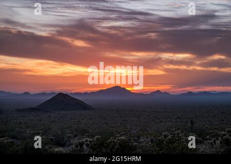 Yuma-Wüste, Sonnenuntergang im Kofa National Widlife Refuge, Arizona, USA Stockfoto