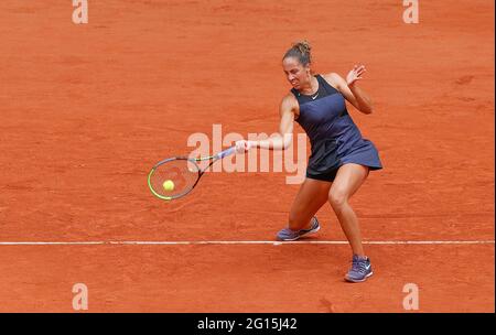 Paris, Frankreich. Juni 2021. Madison Keys of the United States during the Roland-Garros 2021, Grand Slam Tennis Tournament on June 4, 2021 at Roland-Garros Stadium in Paris, France - Photo Nicol Knightman / DPPI Credit: DPPI Media/Alamy Live News Stockfoto