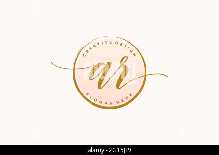 AR Handschrift Logo mit Kreis Vorlage Vektor Signatur, Hochzeit, Mode, Blumen und botanische mit kreativen Vorlage. Stock Vektor