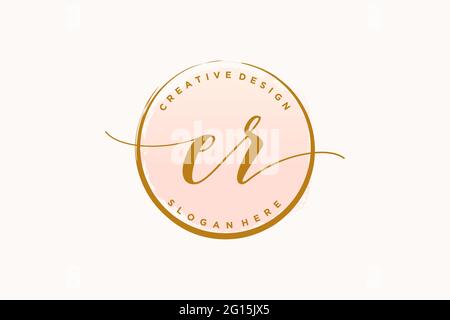 ER Handschrift Logo mit Kreis Vorlage Vektor Signatur, Hochzeit, Mode, Blumen und botanische mit kreativen Vorlage. Stock Vektor
