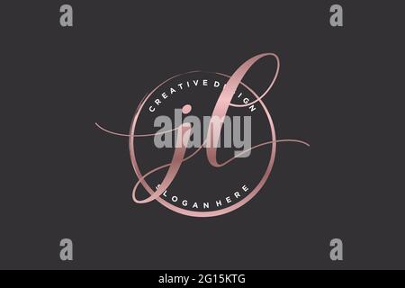 JL Handschrift Logo mit Kreis Vorlage Vektor Signatur, Hochzeit, Mode, Blumen und botanische mit kreativen Vorlage. Stock Vektor