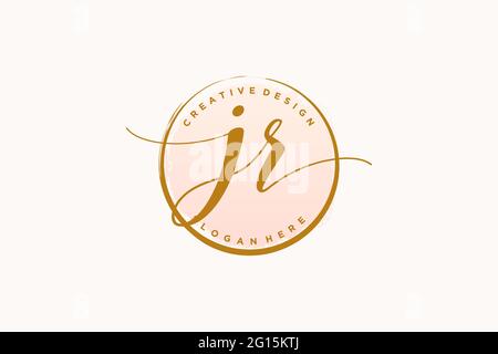JR-Handschriftenlogo mit kreisförmigen Vorlagen, Vektor-Signatur, Hochzeit, Mode, Blumen und Botanik mit kreativer Vorlage. Stock Vektor