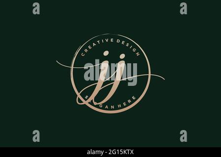 JJ Handschrift Logo mit Kreis Vorlage Vektor Signatur, Hochzeit, Mode, Blumen und botanische mit kreativen Vorlage. Stock Vektor