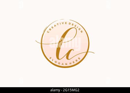 LC-Handschrift-Logo mit Kreis Vorlage Vektor Signatur, Hochzeit, Mode, Blumen und botanische mit kreativen Vorlage. Stock Vektor