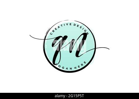 QN-Handschrift-Logo mit Kreis Vorlage Vektor Signatur, Hochzeit, Mode, Blumen und botanische mit kreativen Vorlage. Stock Vektor