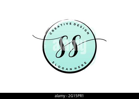 SS-Handschrift-Logo mit Kreis Vorlage Vektor Signatur, Hochzeit, Mode, Blumen und botanische mit kreativen Vorlage. Stock Vektor