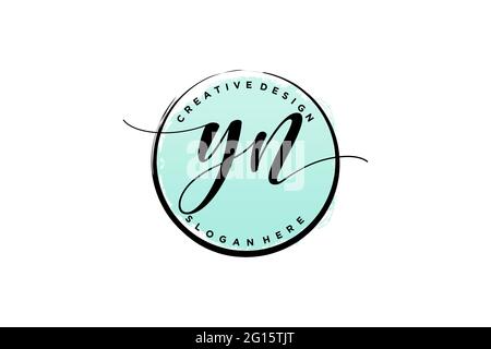 YN Handschrift Logo mit Kreis Vorlage Vektor Signatur, Hochzeit, Mode, Blumen und botanische mit kreativen Vorlage. Stock Vektor