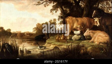 Aelbert Cuyp - die Milchmädchen Stockfoto