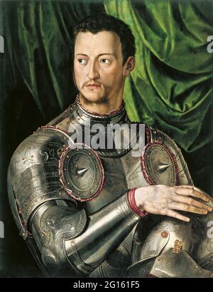 Agnolo Bronzino - Cosimo De Medici in Rüstung Stockfoto