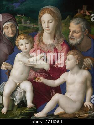 Agnolo di Cosimo, genannt Bronzino - Heilige Familie mit der heiligen Anna und dem heiligen Johannes Stockfoto