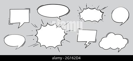 Boom-Effekt-Set-Design für Comics. Comic-Wolke, Pow Sound-Symbol, Bombe Pow. Komische Sprechblasen eingestellt Stock Vektor