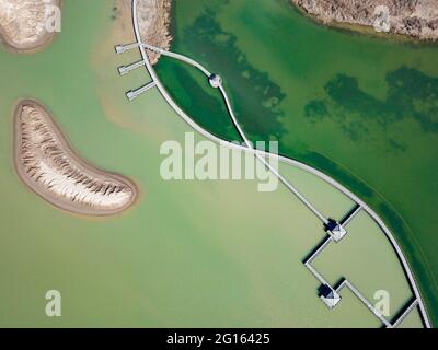 Xining. März 2019. Luftaufnahme vom 7. März 2019 zeigt den Blick auf das Yellow River Delta National Nature Reserve in Dongying, der ostchinesischen Provinz Shandong. Quelle: Wang Nan/Xinhua/Alamy Live News Stockfoto