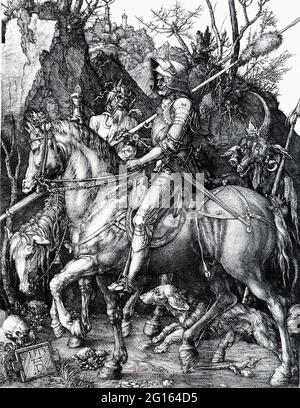 Albrecht Dürer - Knight Death Devil 1513 Stockfoto