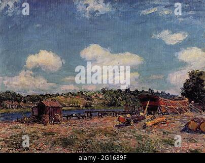 Alfred Sisley - Boatyard Saint Mammes 1885 Stockfoto