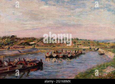 Alfred Sisley - Inaktivitätskassen Loing Canal Saint Mammes 1885 Stockfoto