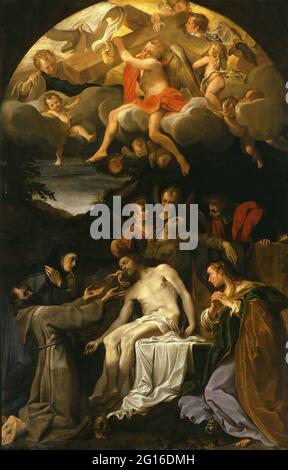 Annibale Carracci - die Klage Christi mit den Heiligen die Abstellung mit der Jungfrau und den hl.hl.Klara Franz Maria Magdalena und Johannes Stockfoto