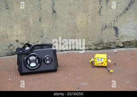 Brasilien Sao Paulo - SpongeBob Street Puppet Theatre Stockfoto