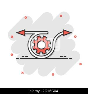 Agile Ikone im Comic-Stil. Flexible Cartoon Vektor-Illustration auf weißem isolierten Hintergrund. Pfeilzyklus Splash-Effekt Geschäftskonzept. Stock Vektor