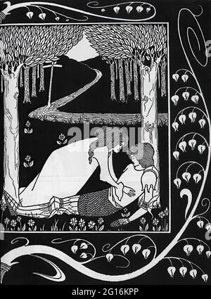 Aubrey Beardsley (1872-1898) - wie Sir Launcelot bekannt wurde Dame Elaine II Stockfoto