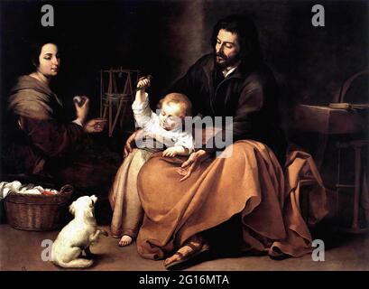Bartolomé Esteban Murillo - Heilige Familie mit kleinem Vogel C 1650 Stockfoto
