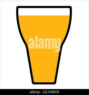 Glas für Bier, Cocktail oder Limonade. Flach in Weiß. Vektor Stock Vektor