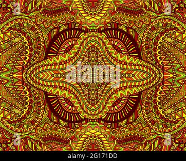 Erstaunliches schamanisches Kaleidoskop aus Stammes, ornamental psychedelisch, trippiges Mandala. Stock Vektor