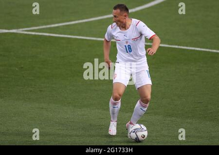 Bologna, Italien, 4. Juni 2021. Jan Boril aus der Tschechischen Republik während des Internationalen Fußballfreundschaftsspiel im Stadio Dall'Ara, Bologna. Bildnachweis sollte lauten: Jonathan Moscrop / Sportimage Stockfoto