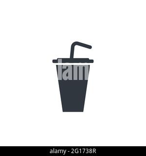 Leckerer Cocktail, einfaches Getränk, schwarzes Symbol auf Weiß Stock Vektor