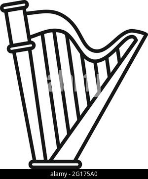 Harfe Art Ikone, Umriss Stil Stock Vektor