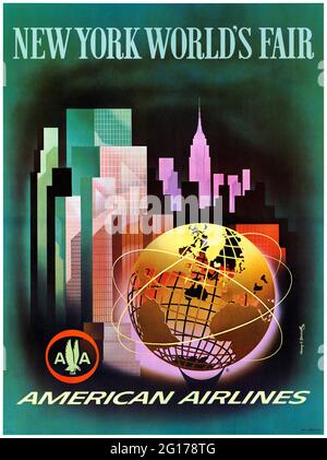 New York World's Fair. American Airlines von Henry K. Bencrathy (Daten unbekannt). Restauriertes Vintage-Poster, das 1964 in den USA veröffentlicht wurde. Stockfoto