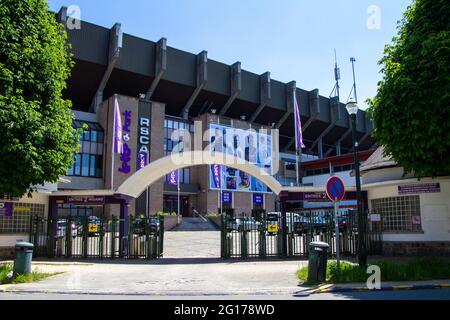 Brüssel, Belgien, 30. Mai 2021. Eintritt zum Lotto Park, ehemals Stadion Constant Vanden Stock. Der Royal Sporting Club von Anderlecht. RSCA Stockfoto