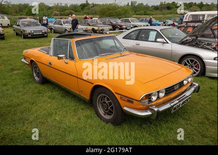 Ein wunderschönes Triumph Stag Cabriolet auf einer Oldtimer-Show in norfolk Stockfoto