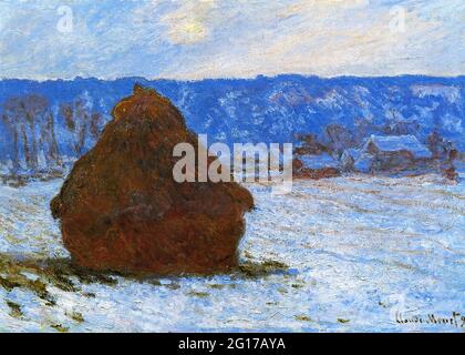Claude Monet - Stapel von Weizenschnee-Effekt Bedeckter Tag Stockfoto