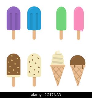 Set von Eis mit verschiedenen Geschmacksrichtungen Stockfoto